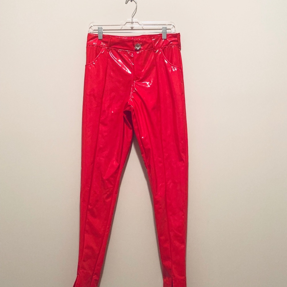 Bright RED LATEX PANTS! 😱🔥🔥🔥
